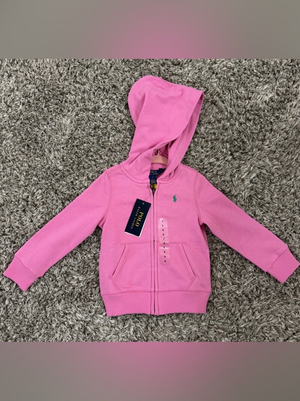 Ralph Lauren Pink Hooded Zip-Up Sweatshirt for Kids size 3 T